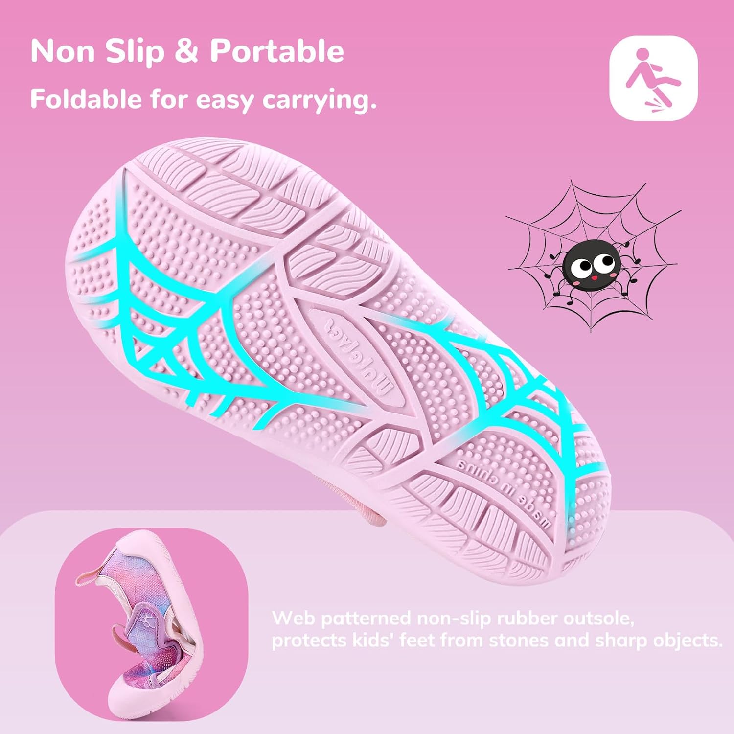 WateLves Toddler Wide Barefoot Water Shoes Kids Quick Dry Beach Shoes Girls Boys Non-Slip Aqua Athletic Sneakers for Hiking Swim Kayak Sport Accessories, Camping Essentials