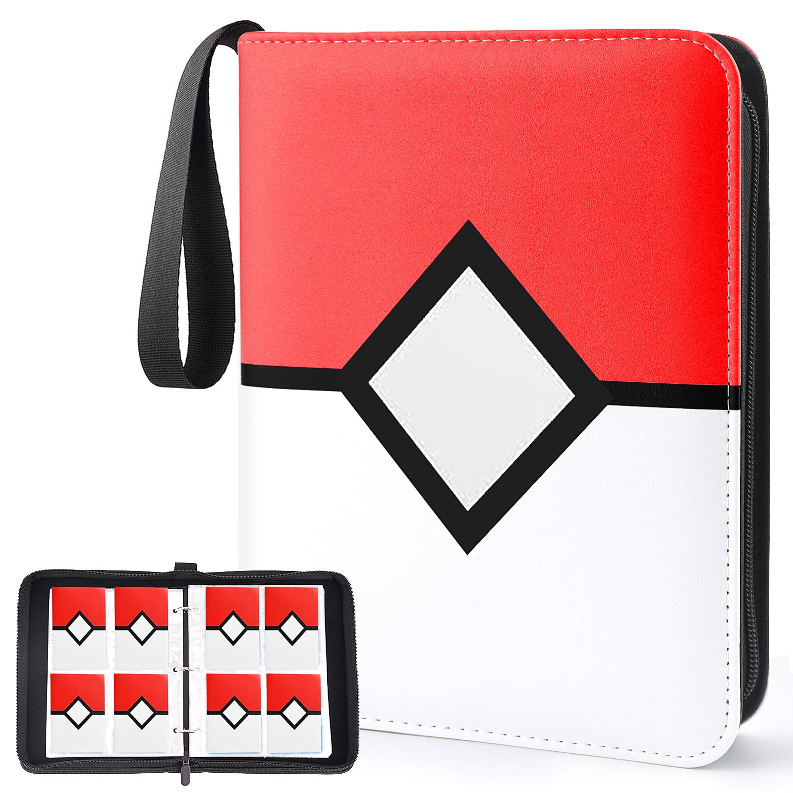 Trading Card Binder 4-Pockets Card Binder Fits 400 Cards with 50 Removable Sleeves Card Folder for MTG TCG