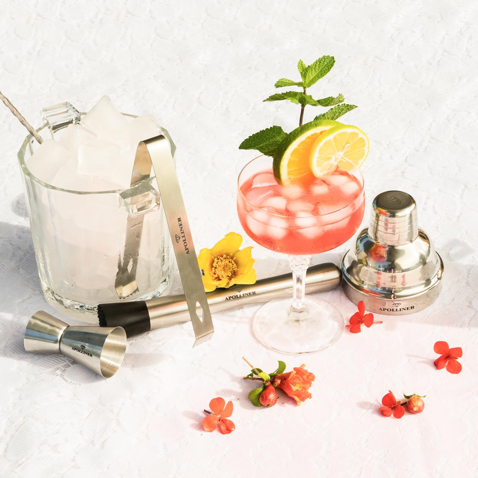 shakers à cocktails16 Pièces, Professionnel | Shaker à Cocktail 550ml, Acier Inoxydable | Kit Cocktail,Shaker Barman,kit Cocktail | Service à Cocktail avec Coffret en Bois précieux.
