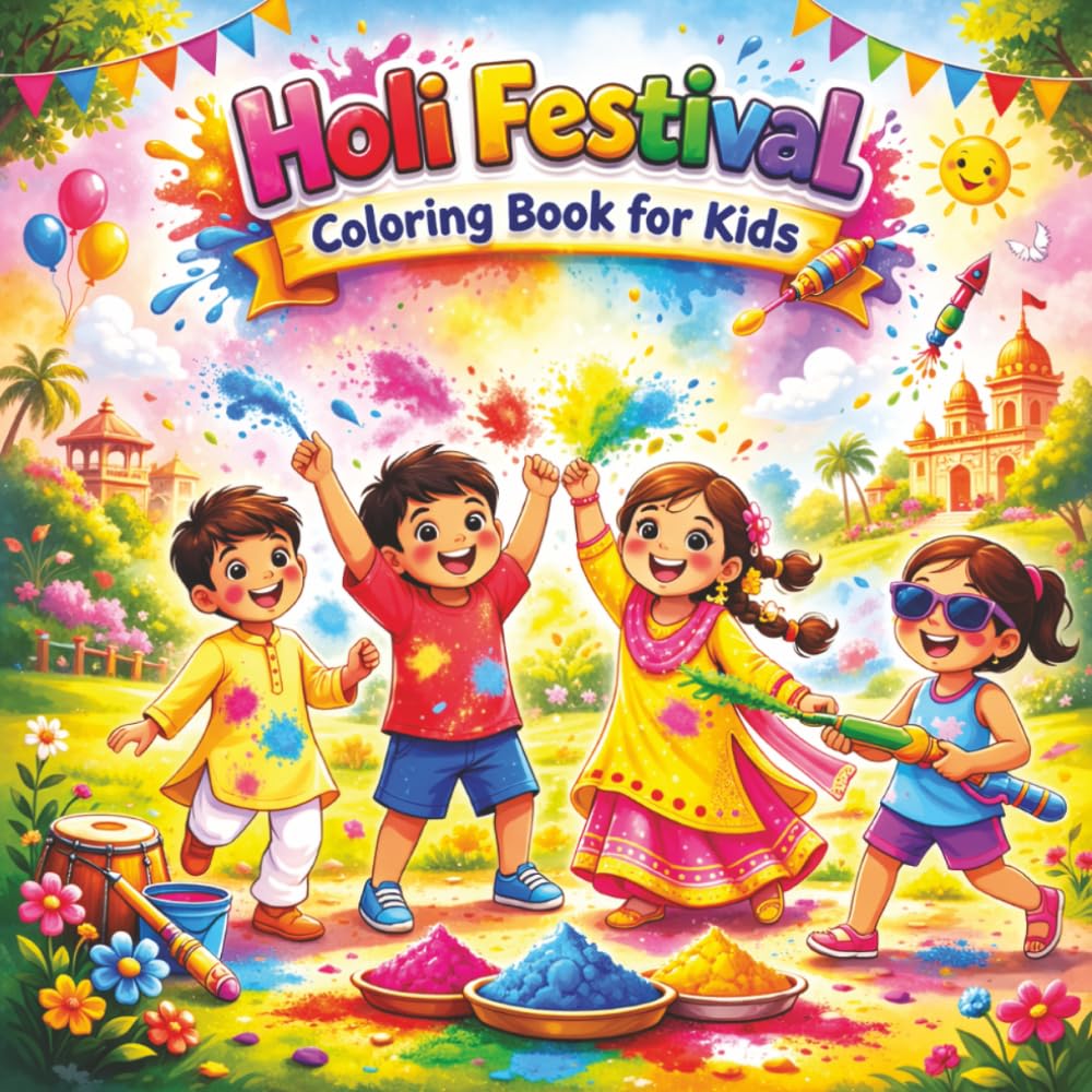 Holi Festival Coloring Book For Kids