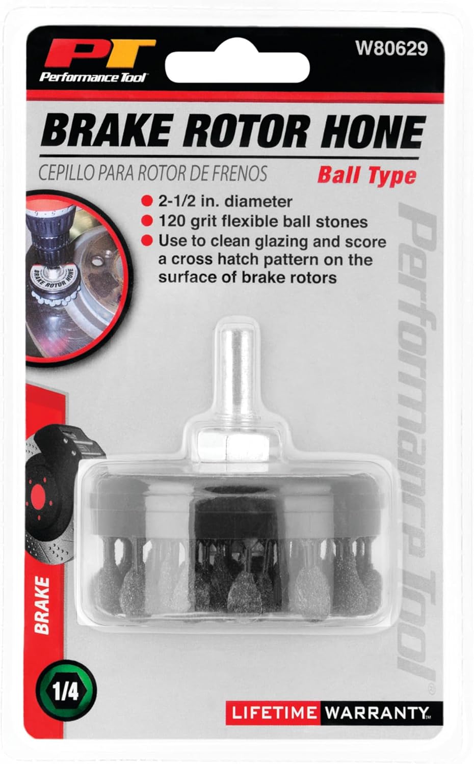 Performance Tool W80629 2-1/2-Inch Brake Rotor Hone 120 Grit Flexible Ball Stones, 1 Pack