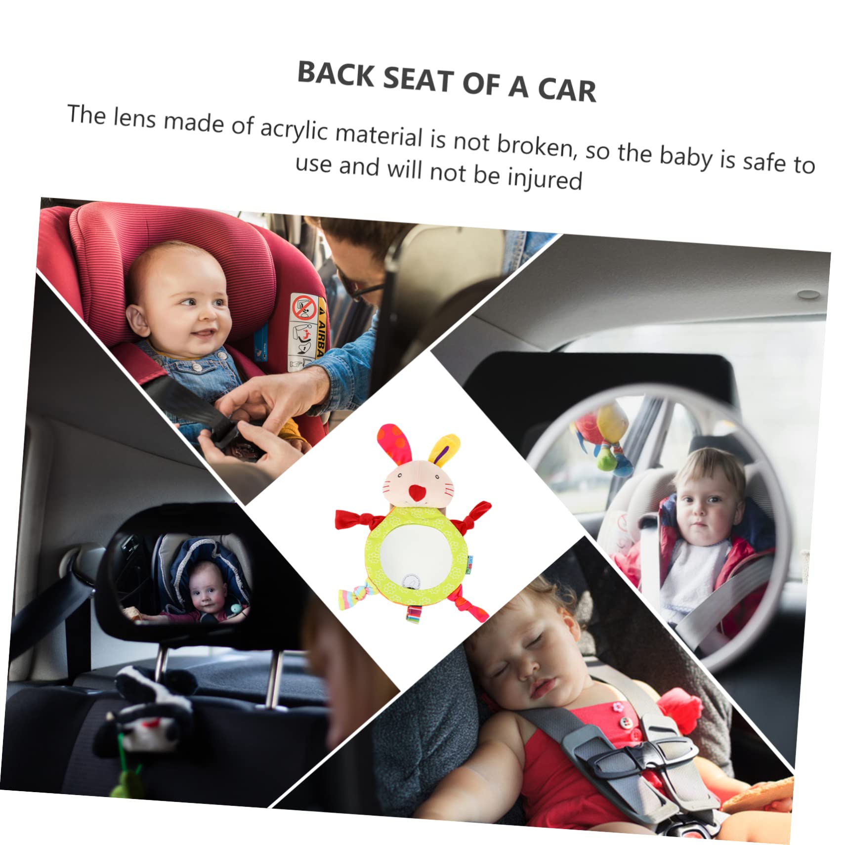 UPKOCH 2piezas Espejo Retrovisor Infantil Diseño De Conejo Espejo De Observación Para Asientos Traseros De Coche Seguridad Para Bebés Fácil Instalación Para Cuidado Del Niño