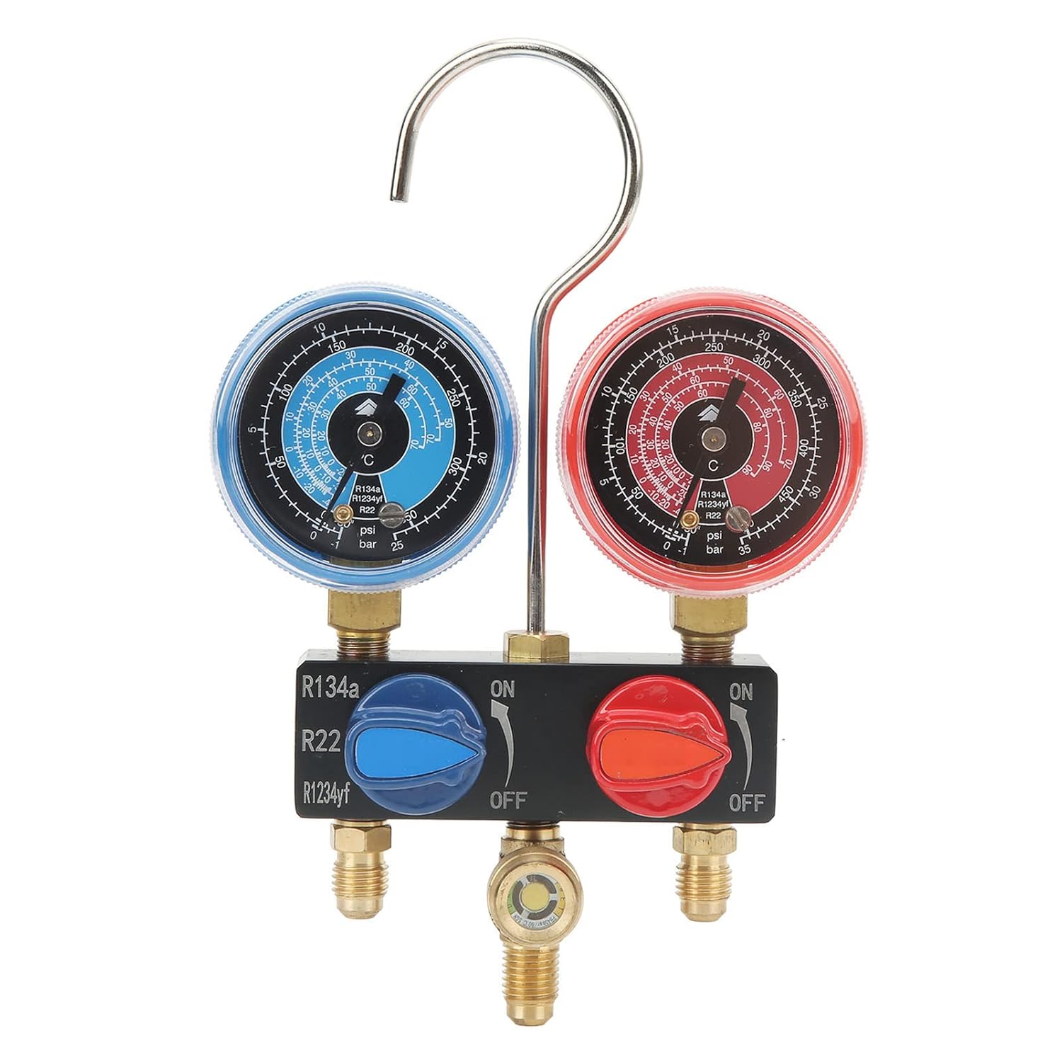 Manifold Gauge, Mini Fluoride Refrigerant Pressure Gauge, for R22, R134a, R1234yf