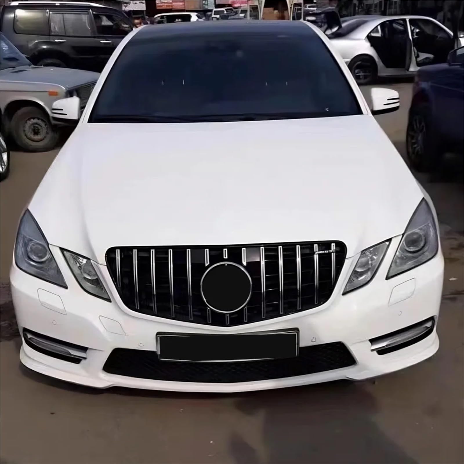 osłona chłodnicy silnika osłona Przedni grill zderzak grill kratka akcesoria tuningowe pasuje do Mercedes Benz E Klasa W212 2009-2015 E260 E300 E350 E200 GT kratki samochodowej(09-12 GT Silvery)