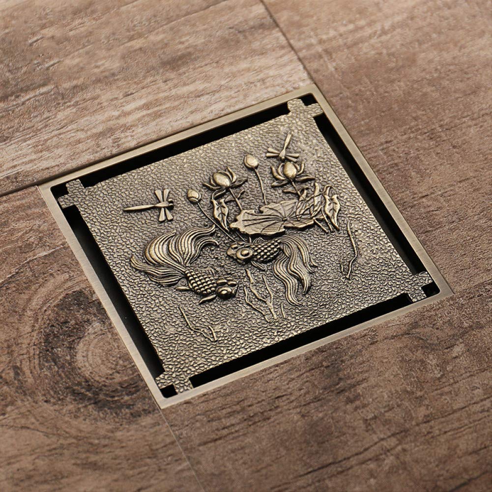 Crépine de drain de sol carrée 10x10 cm en laiton avec filtre anti-odeur pour douche