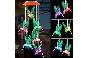 MorTime LED Solar Hummingbird Wind Chime