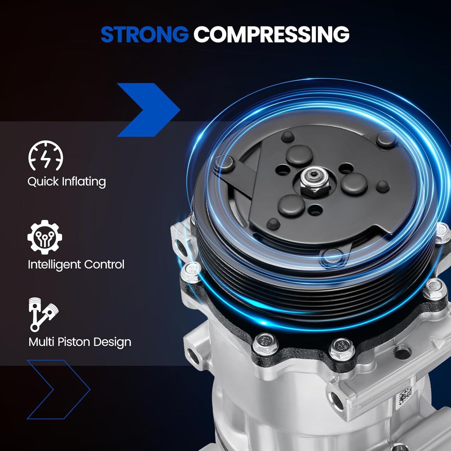 68550 Air Conditioning A/C Compressor with Clutch Compatible with Dodge Dakota 1996-2002, Compatible with Jeep Cherokee (97-01) TJ (97-99) Wrangler (97-99) 2.5L 4.0L, SD709 Style