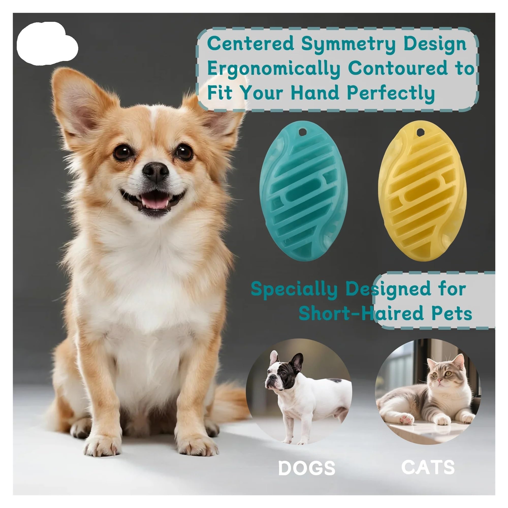 2 piezas Oitabi cepillo de cuidado for mascotas de goma suave(Yellow and Blue 2PCS)