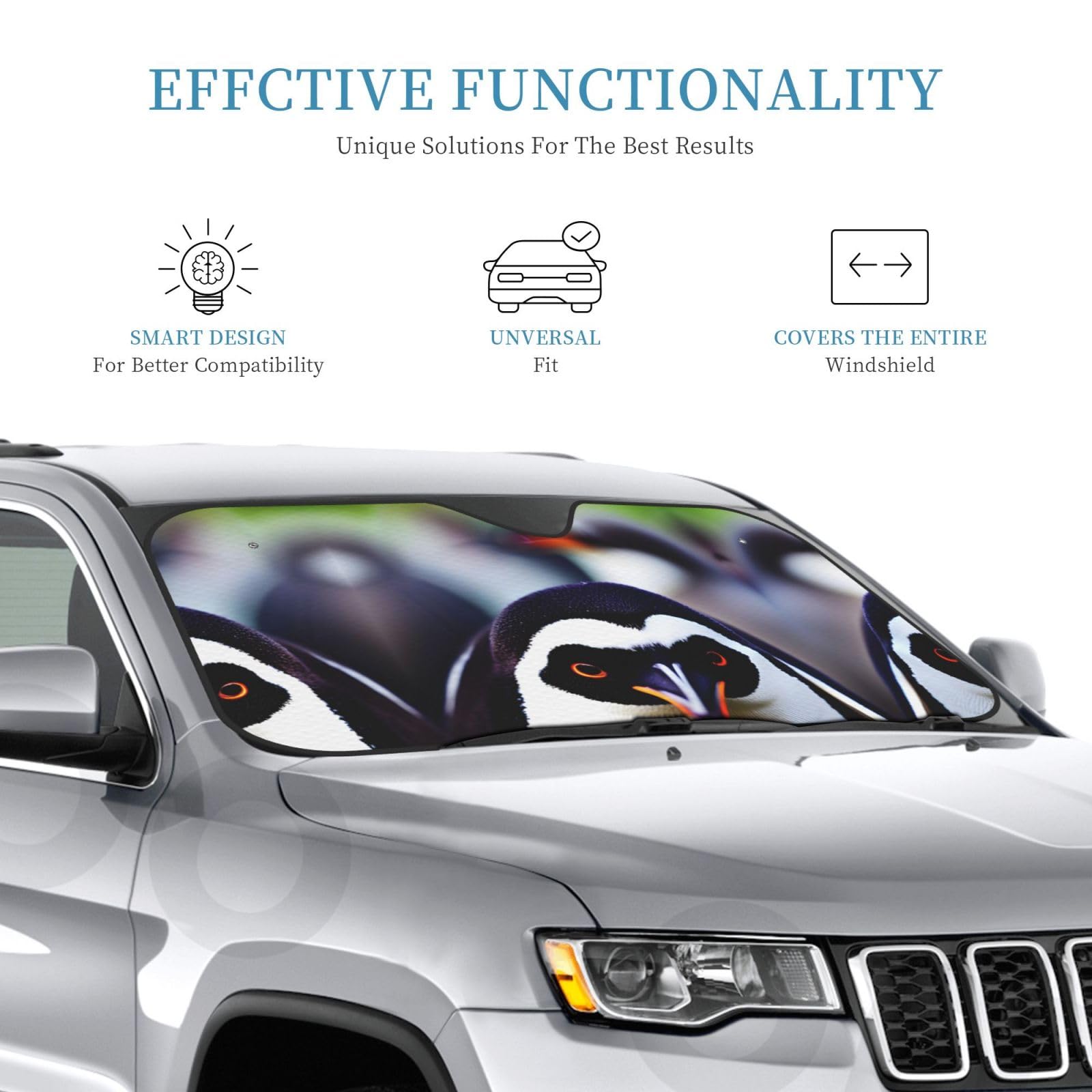 Pare-soleil Pare-brise Universel 130x70cm Panda Mignon - Protection Solaire Voiture SUV, Avec Ventouses