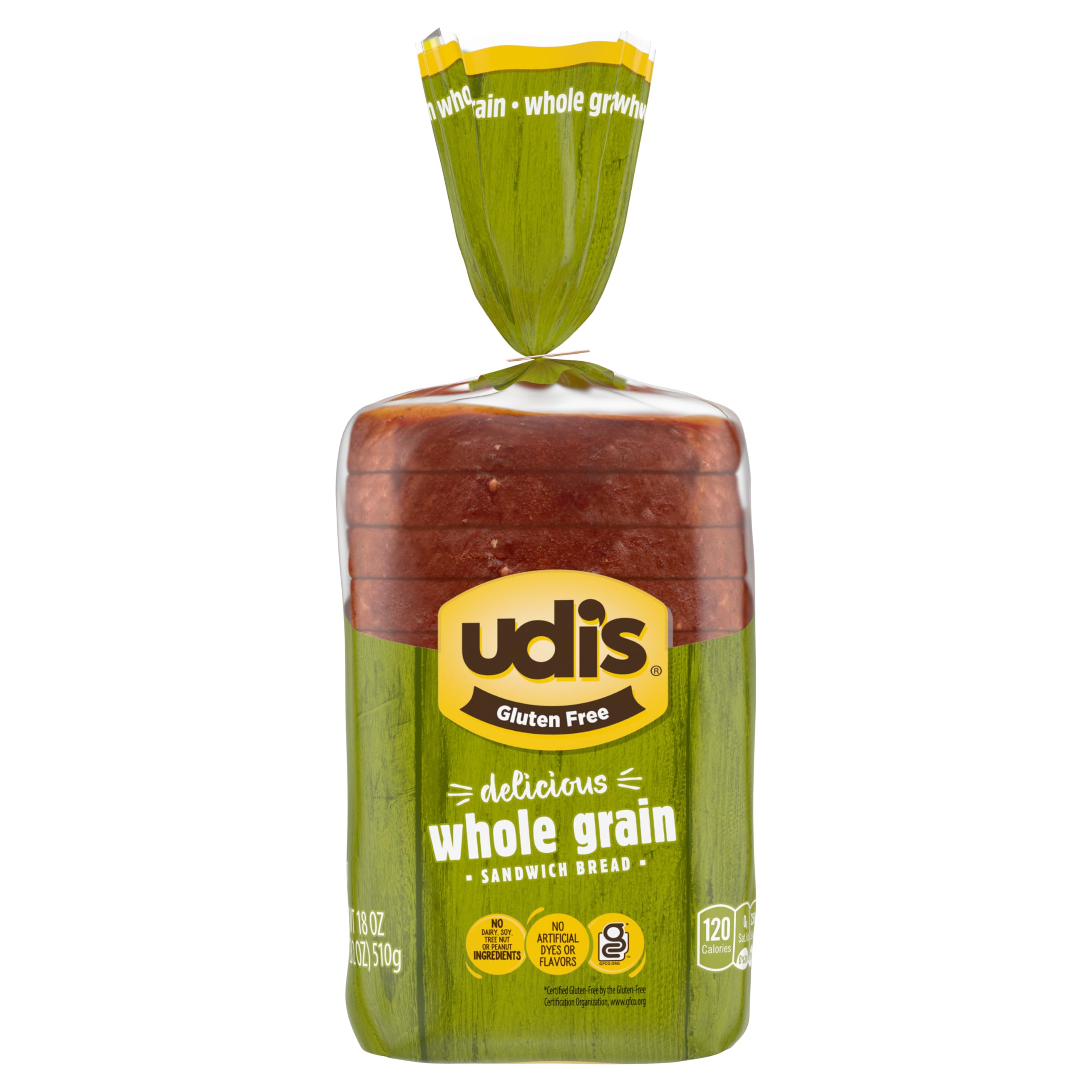 Udi's Gluten Free Delicious Whole Grain Sandwich Bread, Frozen, 18 oz, (frozen)