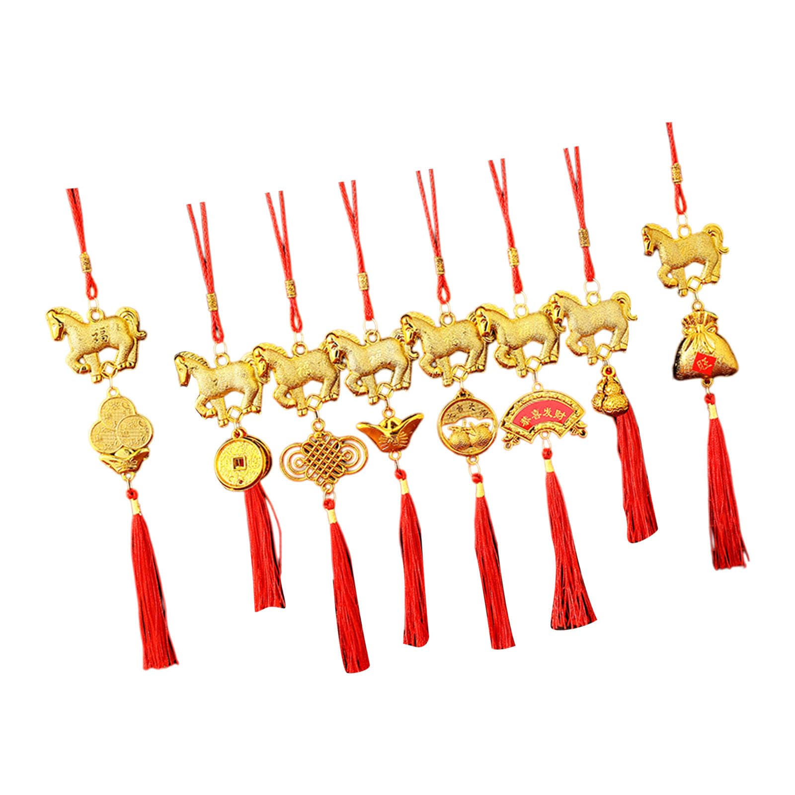 LUCKGONI 8Pcs Year of Horse Themed Ornament Festival for Door Handle Window Tree Chinese New Year Decoration