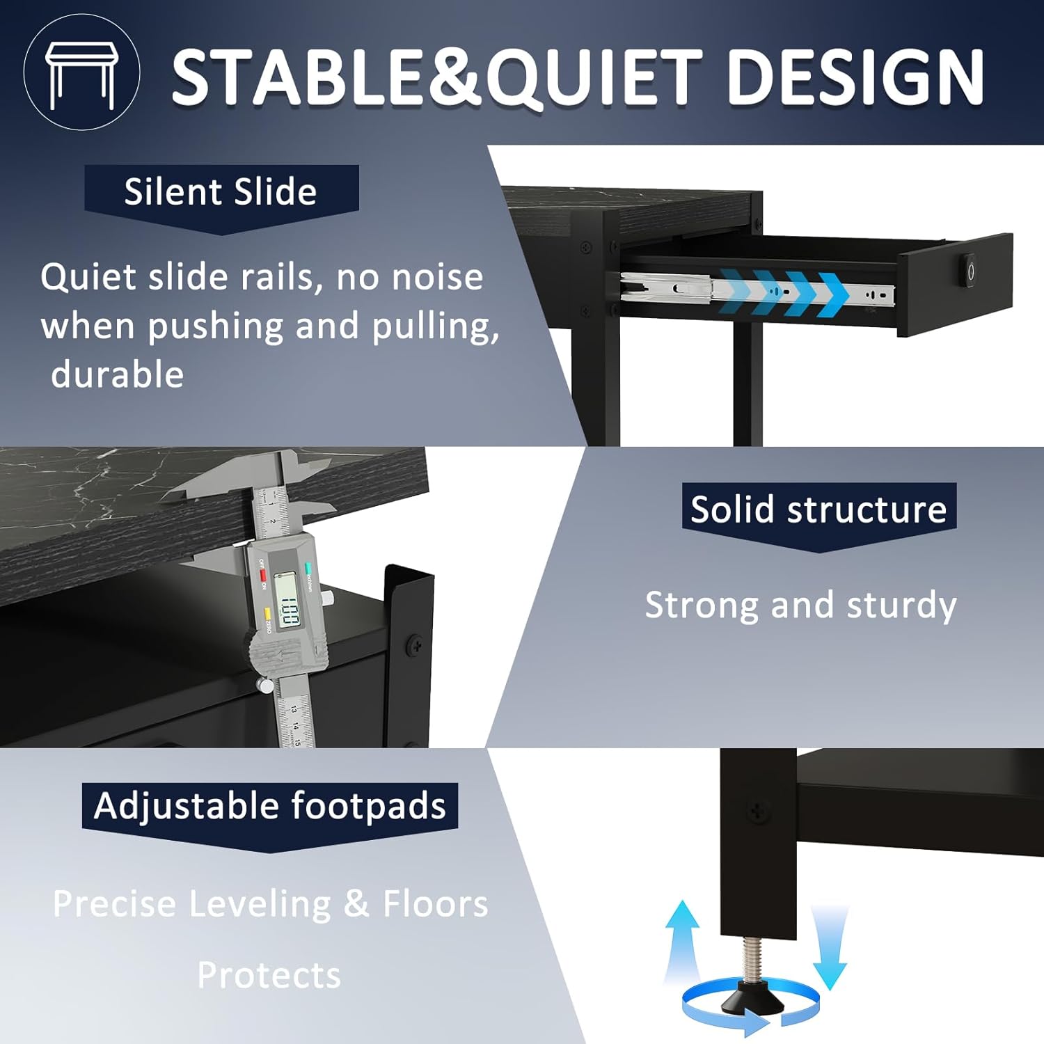Nightstand Set of 2 Gun Table with Hidden Locking Compartment, Smart Fingerprint End Table, Secure Storage Cabinet for Handguns and Valuables, Quick Access Small storage table for Bedroom or Office