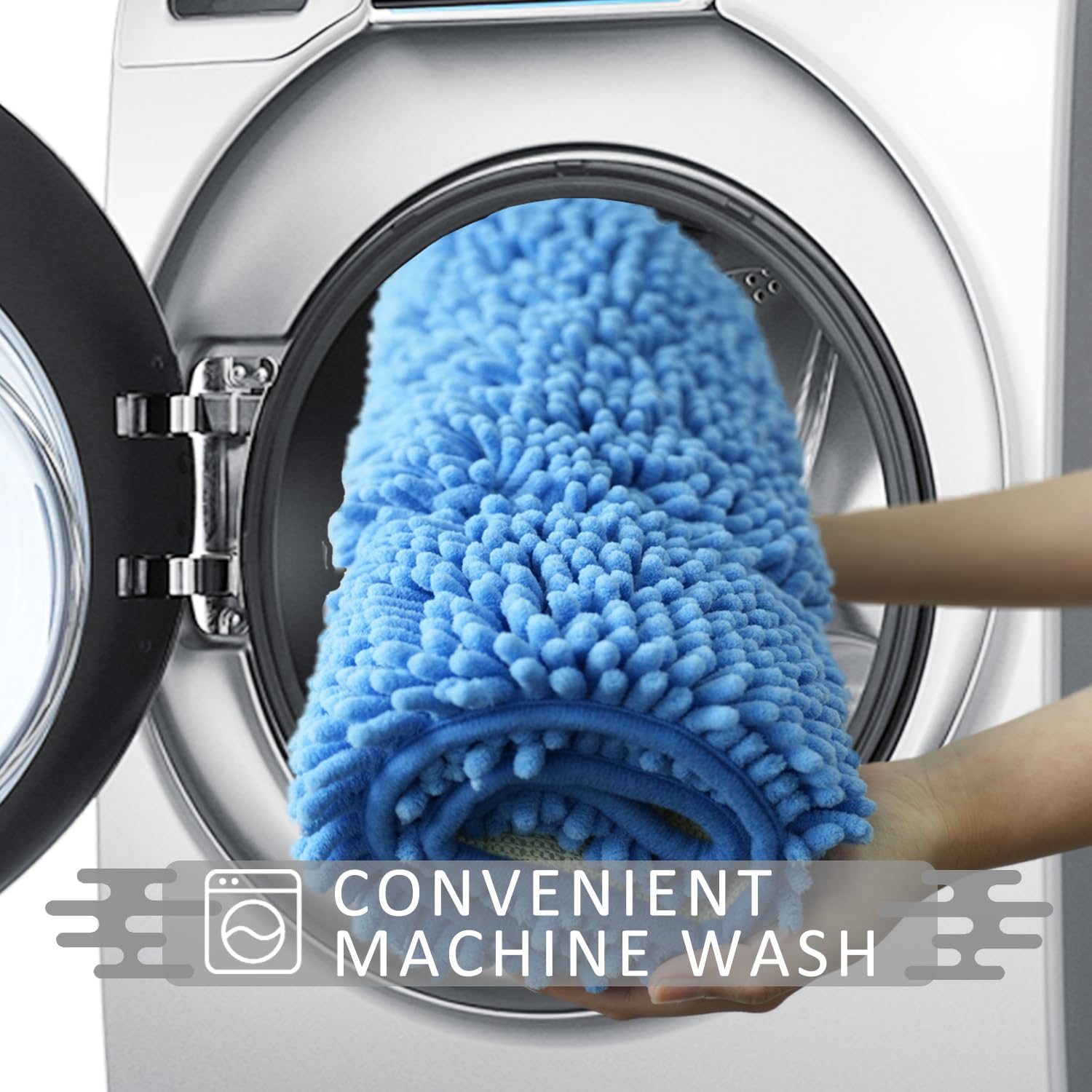 Lot de 3 tapis de salle de bain en chenille, très épais et absorbants, antidérapants, lavables en machine, séchage rapide, doux et confortable, utilisés sous la douche, baignoire et évier,
