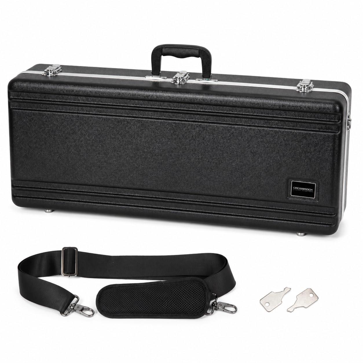 Crossrock Tasche für Tenorsaxophon, schwarze Textur mit tiefrotem Samt-Innenfutter, Sicherheitsschloss und abnehmbarem Gurt, leichter Hartschalenschutz (CRA865TSBK-R)