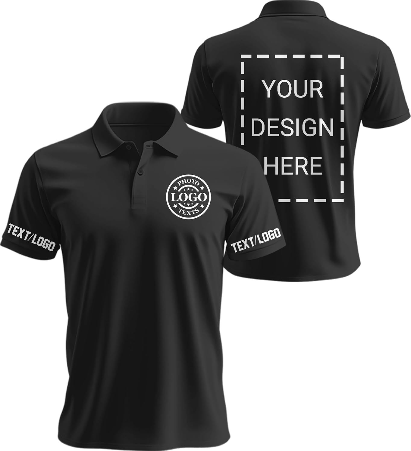 Custom Golf Polo Shirts for Unisex Adult, Design Your Own Golf Jersey Personalized Gifts 4 Sides Printed