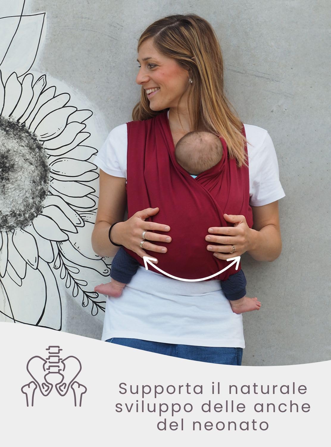 Fascia elastica portabebè Neko Slings sangria