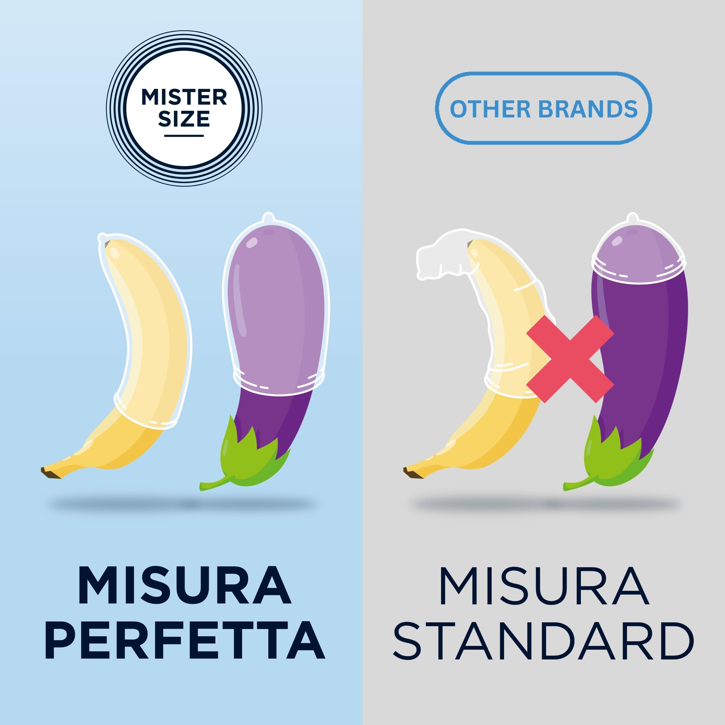 MISTER SIZE Preservativi 47 mm (100 pezzi) extra sottili 0,05 mm, extra lubrificati, vestibilità precisa, lattice naturale, trasparenti, vegani, CE 0123