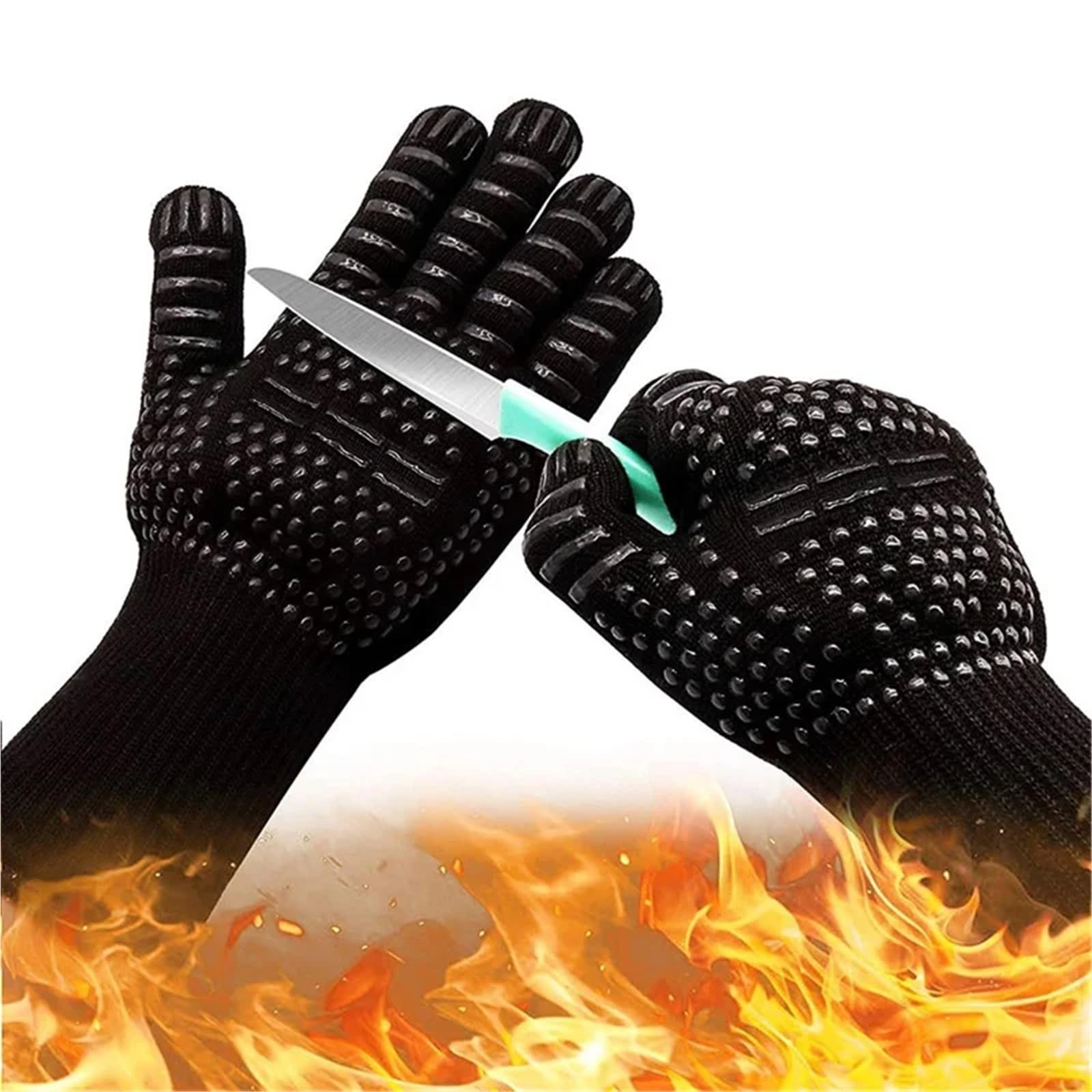 1 par de Guantes for Barbacoa 1472 °F Resistentes al Calor Horno ignífugos Largos Silicona for Asar for Cocina ahumador Camping(Blue 1Pair)
