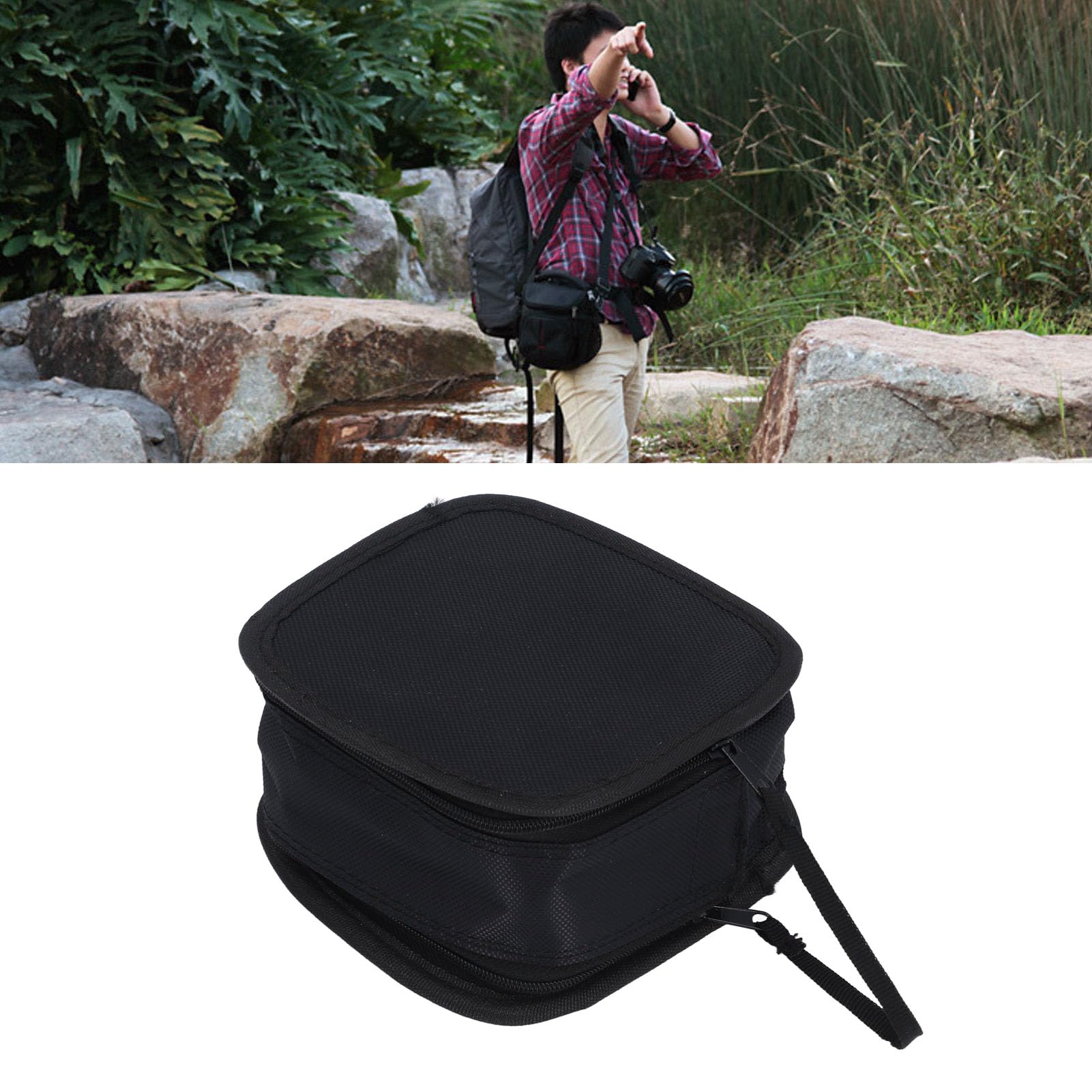 Leapiture Camera Filter Carrying Case Large Capacity 9 Slots Nylon Filter Bag Camera Accessory Pouch with Adjustable Shoulder Strap for Outdoor Travel