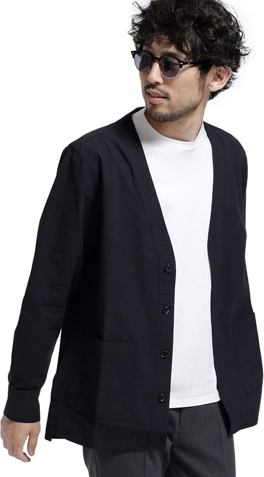 Amazon ナノユニバース ノーカラーシャツ ジャケット メンズ S ブラック コート ジャケット 通販