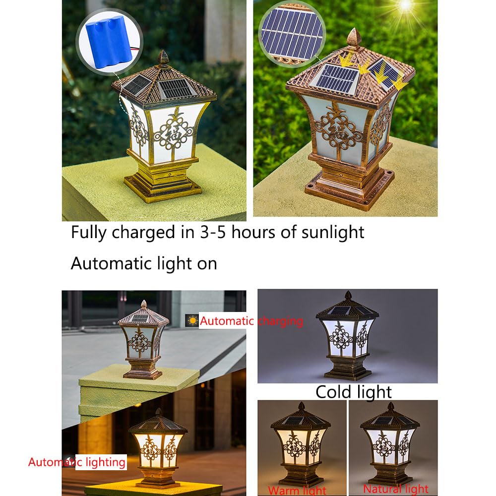 Europejskie lampy słoneczne rustykalne światła ogrodowe trawnik solarne lampy zewnętrzne antykorozyjne latarnia na patio, chodnik zimny/ciepły antyczny brąz