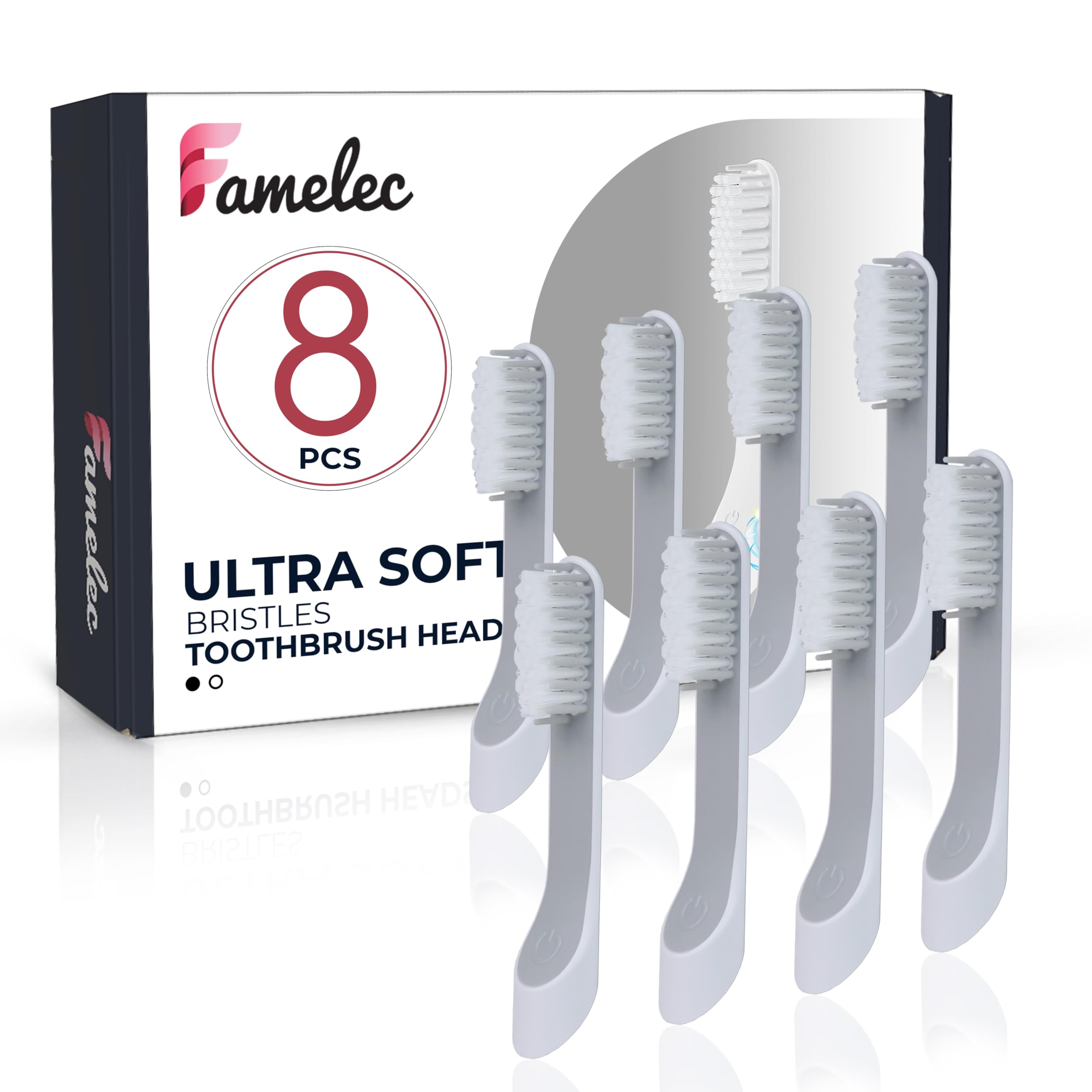 8 Pack for Quip Toothbrush Replacement Heads with Soft Bristles, Compact & Flexible - Head Refill Fit for Quip Toothbrush Heads, Compatible with Quip Electric Toothbrush for Adult (White)
