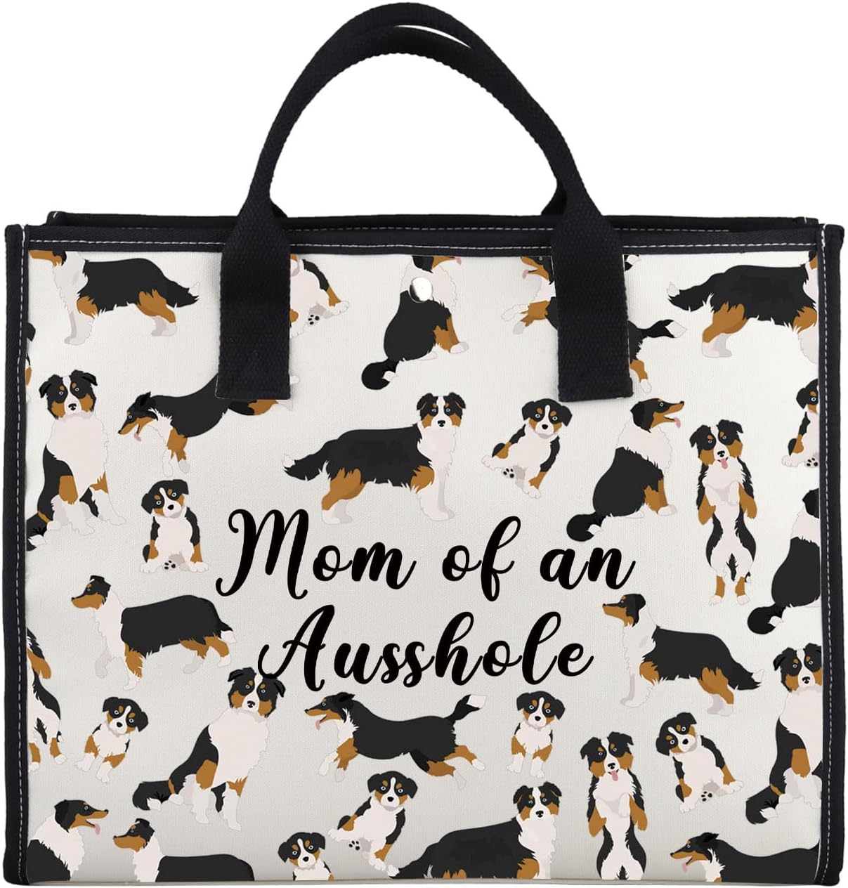 Zuo Bao Aussie Mom Tote Bag Australian Shepherd Lover Gift Mom of an Ausshole Canvas Shopping Bag for Dog Owner