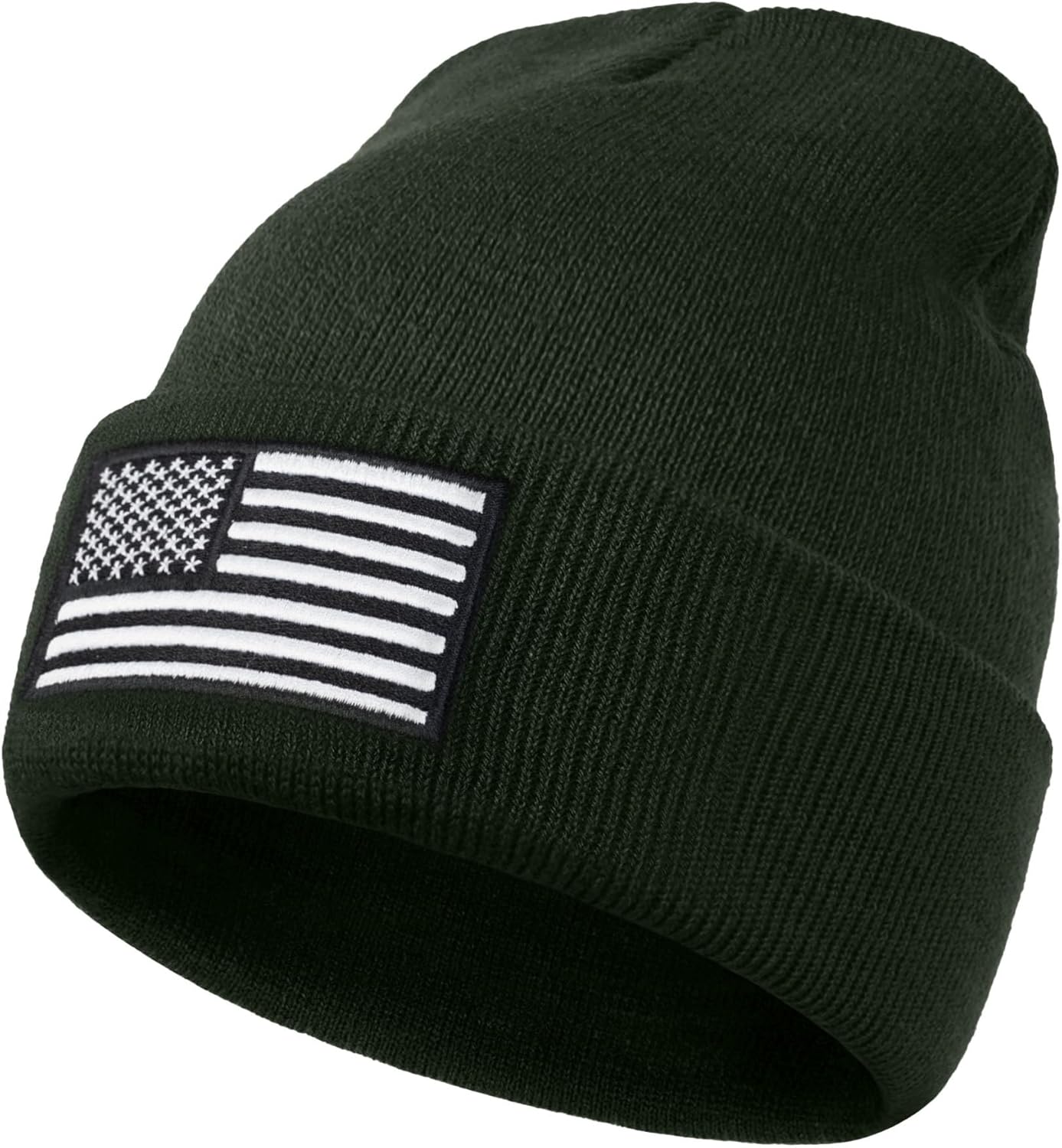 American Flag Embroidered Beanie Winter Hat for Men Women, Multi-Season Military Tactical Gear Police Army Winter Warm Hat