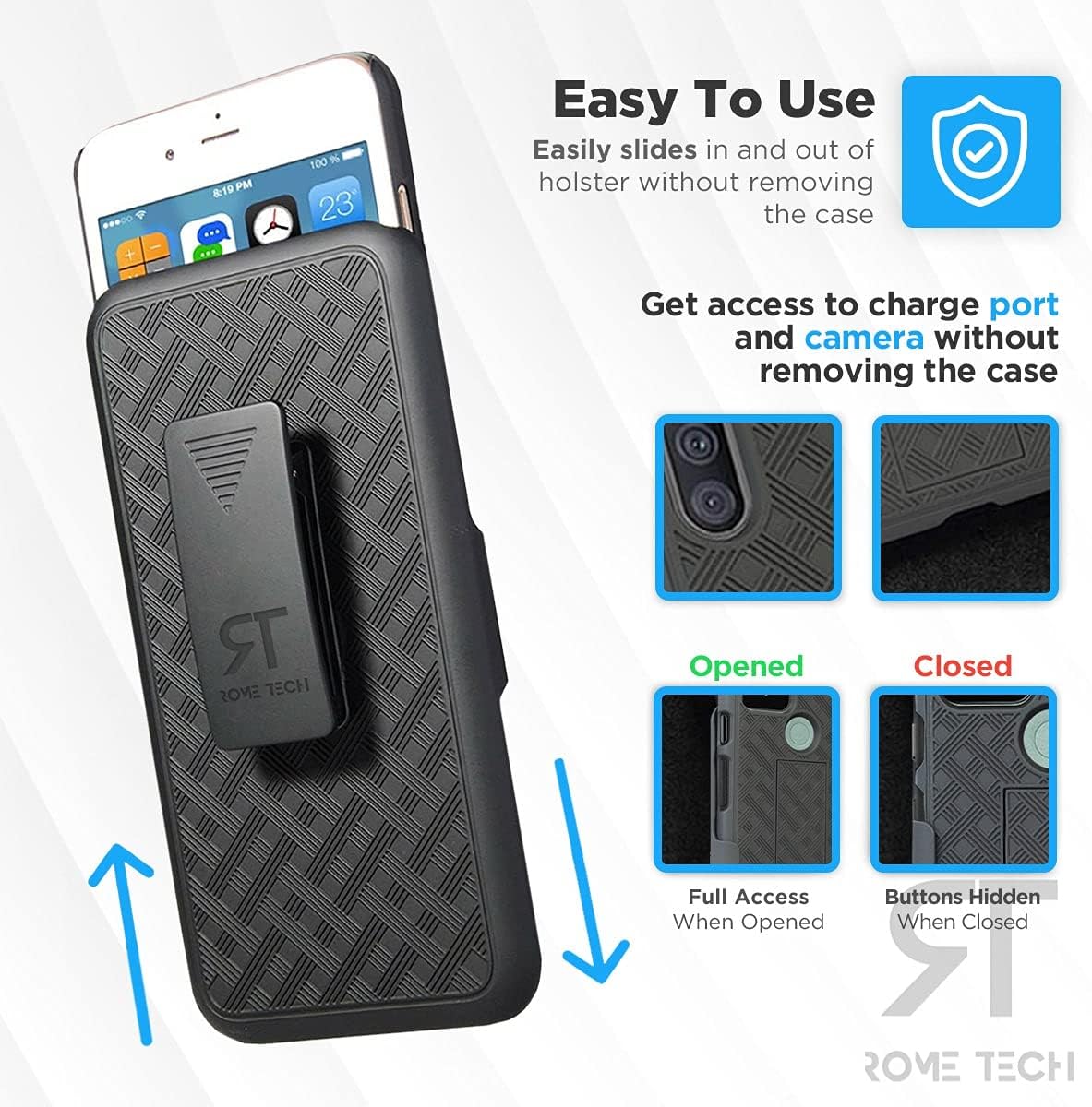 Designed for iPhone 7 Plus / 8+ Case with Belt Clip Holster - Kickstand Cover Phone Case - Black