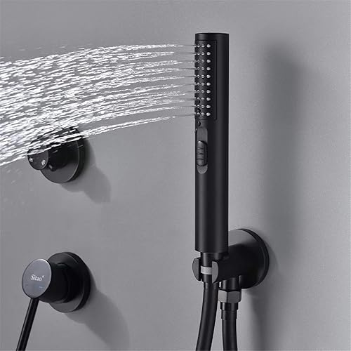 Miniatura 5 de Matte Black Tub and Shower Faucet Set with Handheld Bathroom Rain Mixer Shower System with Tub Spout, 81012 Inch Shower Head and Handle Set, 3