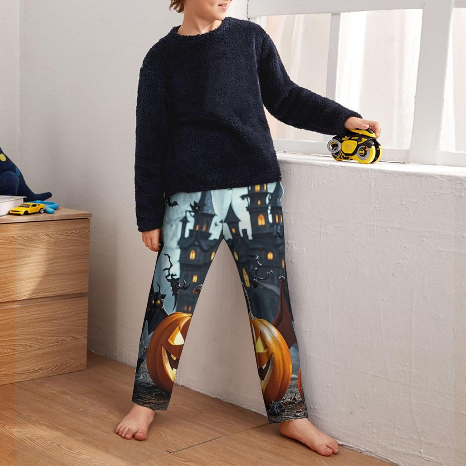 Mens Pajama Pants Soft Pajama Bottom Halloween Pumpkin Devil Sleep Pant Lounge Pants with Pockets PJ Bottoms