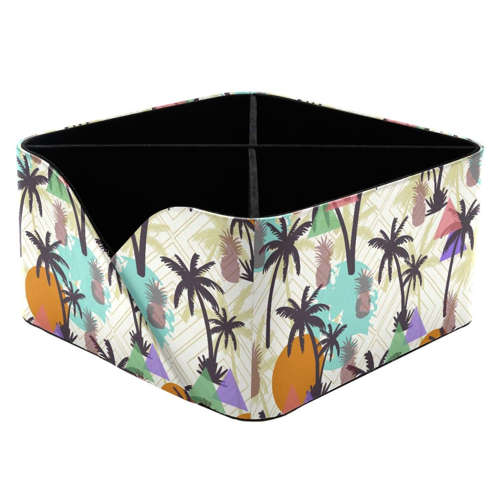 KengjuTesu Summer Coconut Tree Desktop Organizer Pen Holder, Rectangular Pencil Cup for Office, Study and Makeup Stations