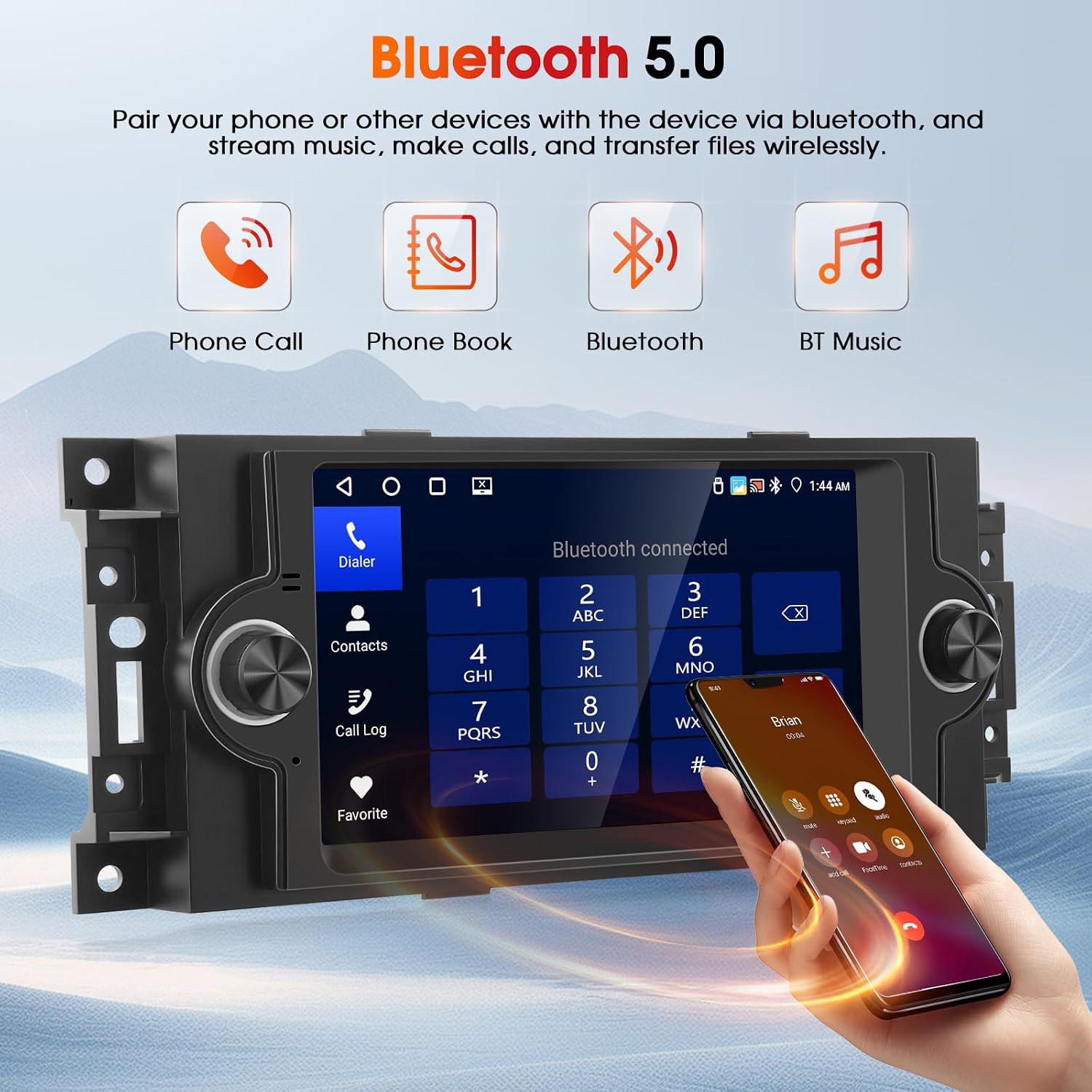 Android 15 Double Din GPS Car Stereo for Jeep Chrysler 300C, 4+64G Wireless Carplay & Android Auto Radio, 6.82" Touchscreen Bluetooth Receiver with Mirror Link WiFi FM/RDS SWC + Backup Camera