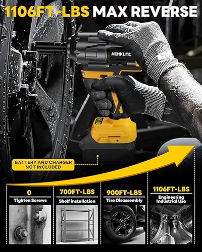 Miniatura 3 de Llave de impacto inalámbrica para batería DeWALT de 20 V MAX, 1500 Nm (1106 pies-libras) pistola de impacto sin escobillas de 1/2 pulgada, luz de