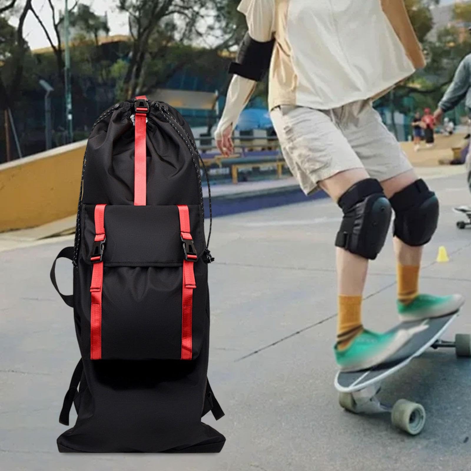 Zaino Skateboard Borsa Porta Longboard Organizer Capiente Tessuto 900D Impermeabile Spallacci Ergonomici Adatto a Viaggi attività Esterne Pendolari