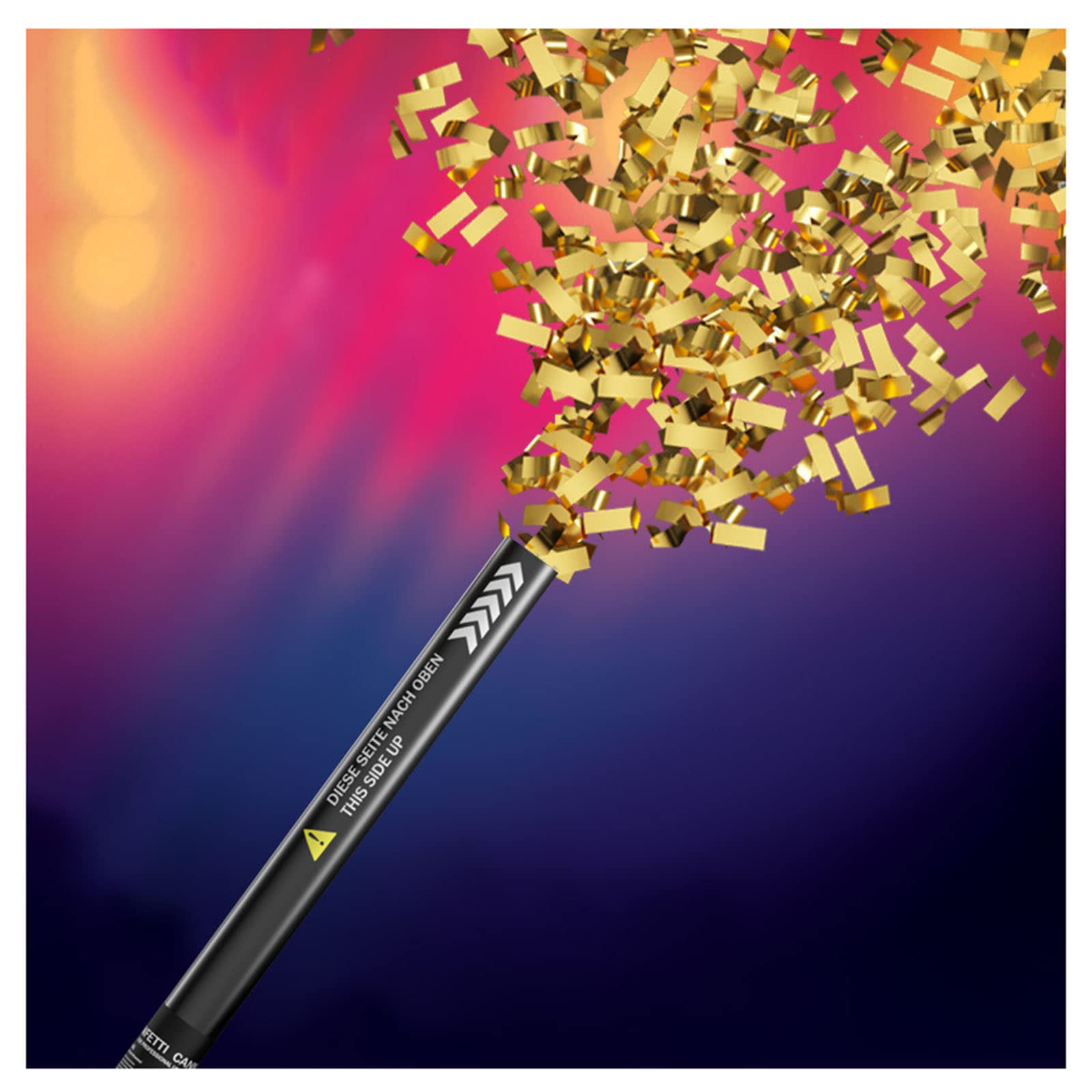 25 Stück Elektronisches Mehrfarbiges Konfetti, 80 CM/31,5 Zoll Biologisch Abbaubarer Mischfarben Konfetti Shooter für Hochzeiten, Halloween, Weihnachten, Bar, Bühneneffekt,Gold