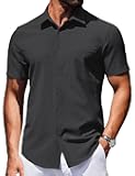 Mens Wrinkle Free Shirts 2025 Short Sleeve Casual Button Down Summer Dress Shirts