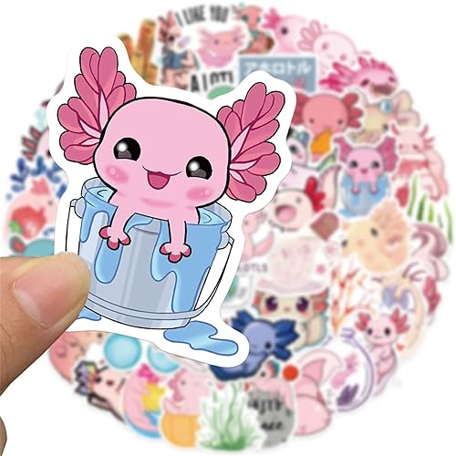Miniatura 5 de Paquete de 50 calcomanías de ajolote lindo Kawaii para botellas de agua, laptop, teléfono, diario, pegamento, vinilo impermeable, regalos para