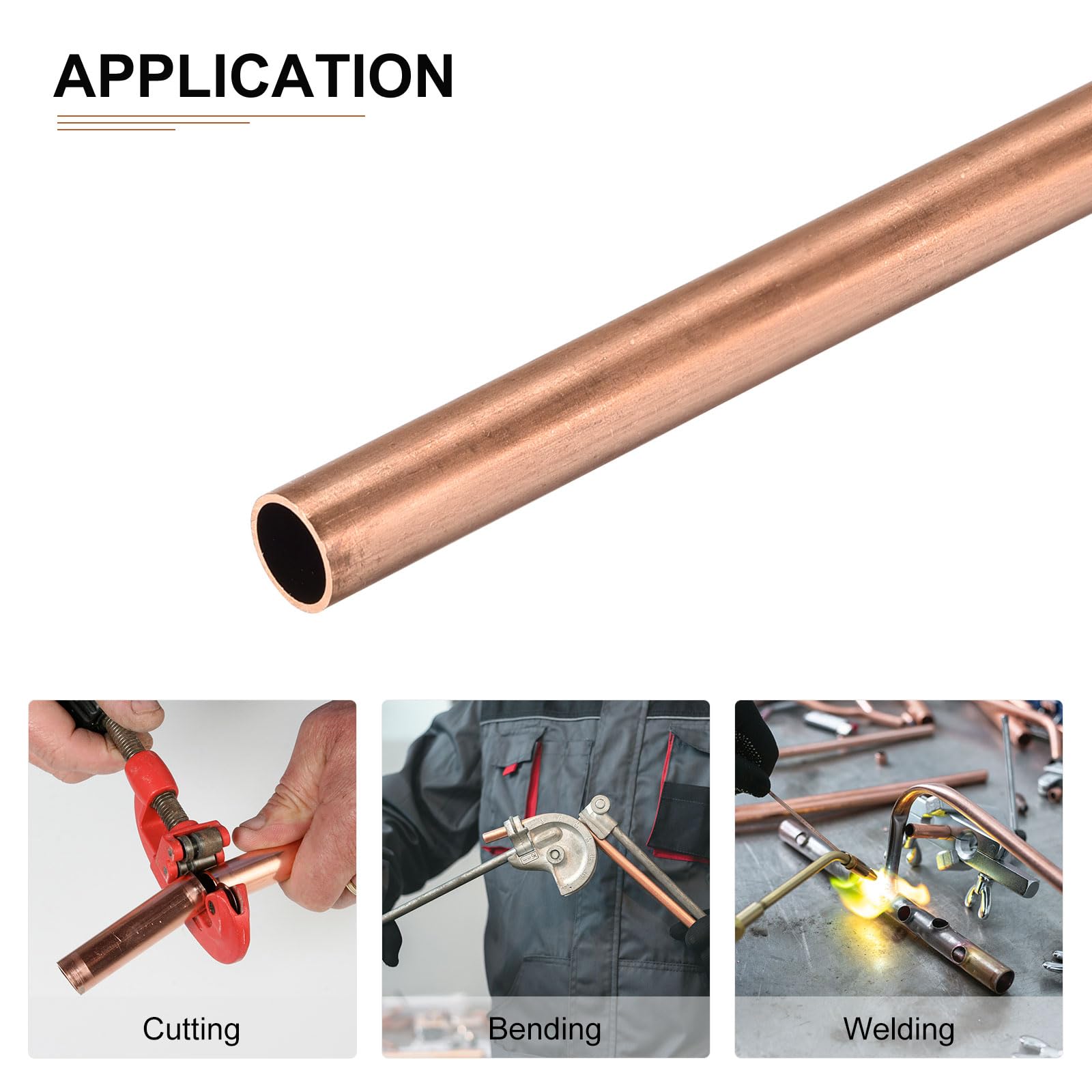 DTGN 8mm x 0.2mm x 300mm(ODxWall TXL) Copper Tube - 4Pack - Good for Machinery Equipment DIY Decorative Frame - Round Metal Tubing - Image 4
