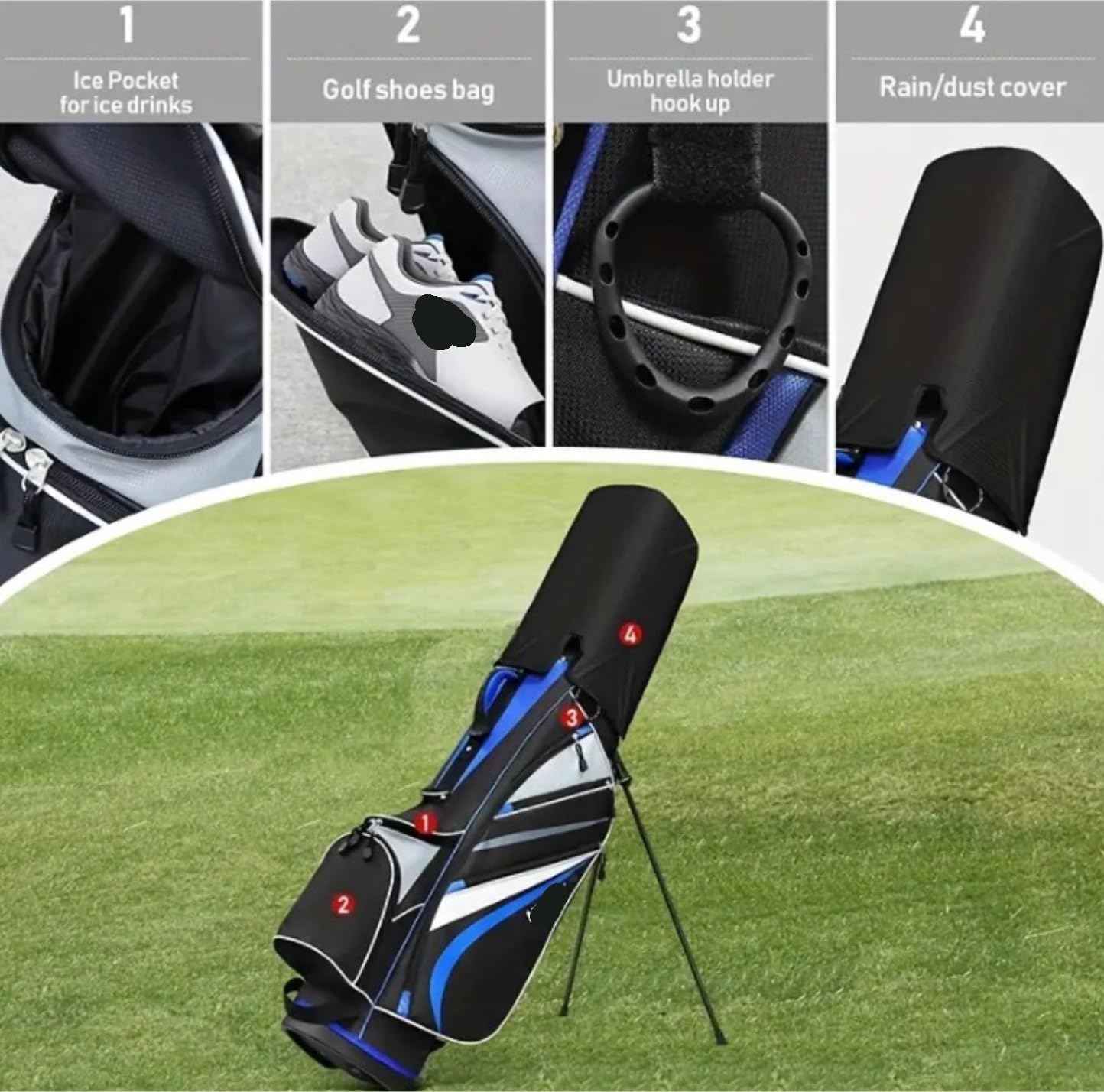Organizer Do Kijów Golfowych Torba Golfowa Lekka, 6 Kieszeni Na Klub Golfowy Dla Mężczyzn I Kobiet Na Sprzęt Sportowy(Blue)