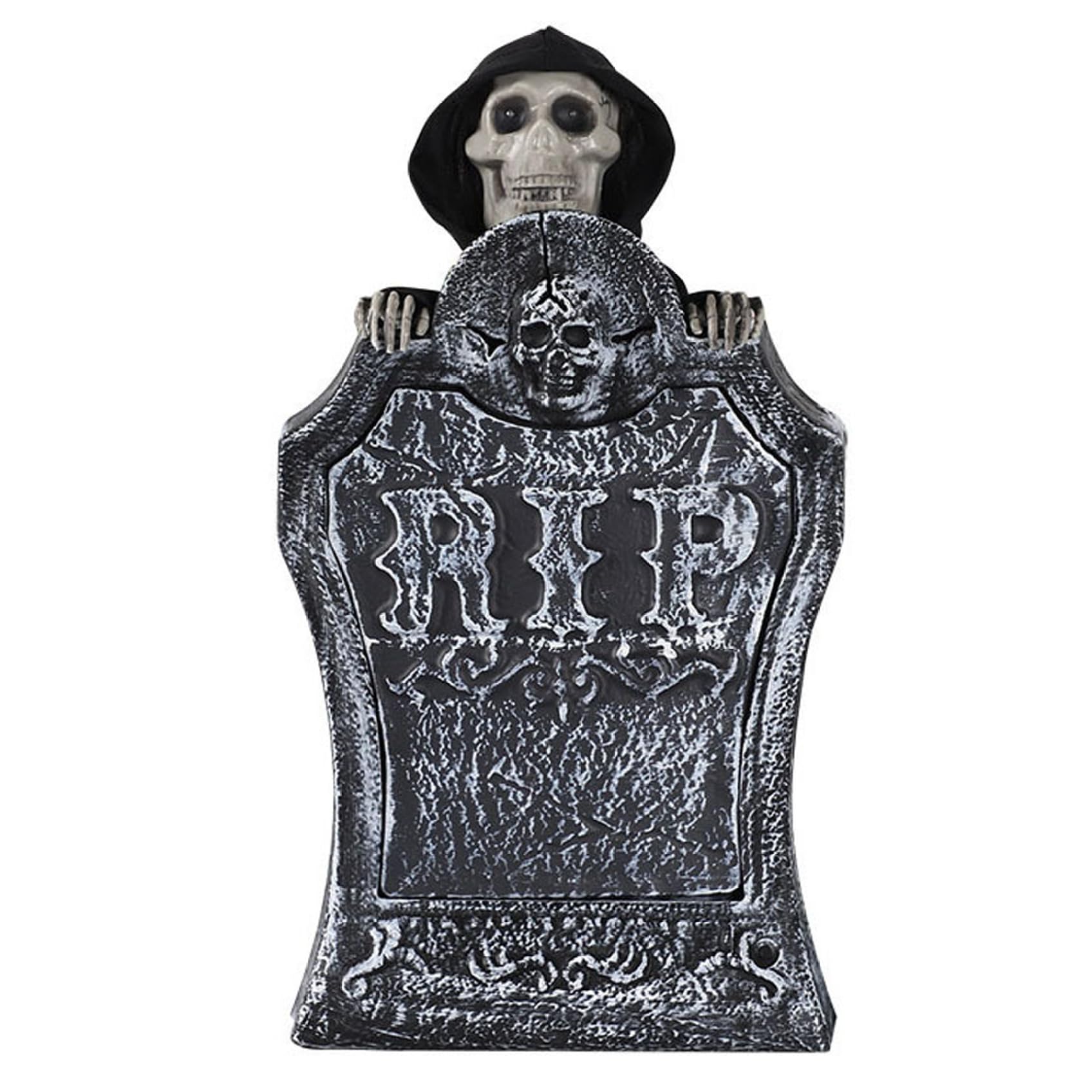 CNAFGBGG Halloween Animatronics Halloween Tombstones with Rise-Fall Zombie with Red Eyes and Creepy Voice Sound-Activated Spooky Props for Haunted House Decor..