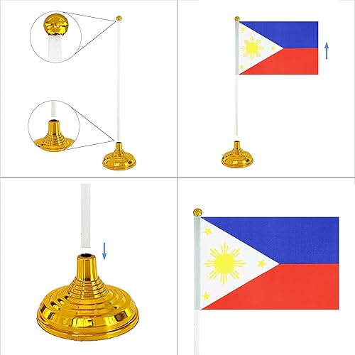 Miniatura 108 de WXTWK Paquete de 12 banderas argentinas de escritorio con base de soporte, decoración de celebración para eventos y eventos