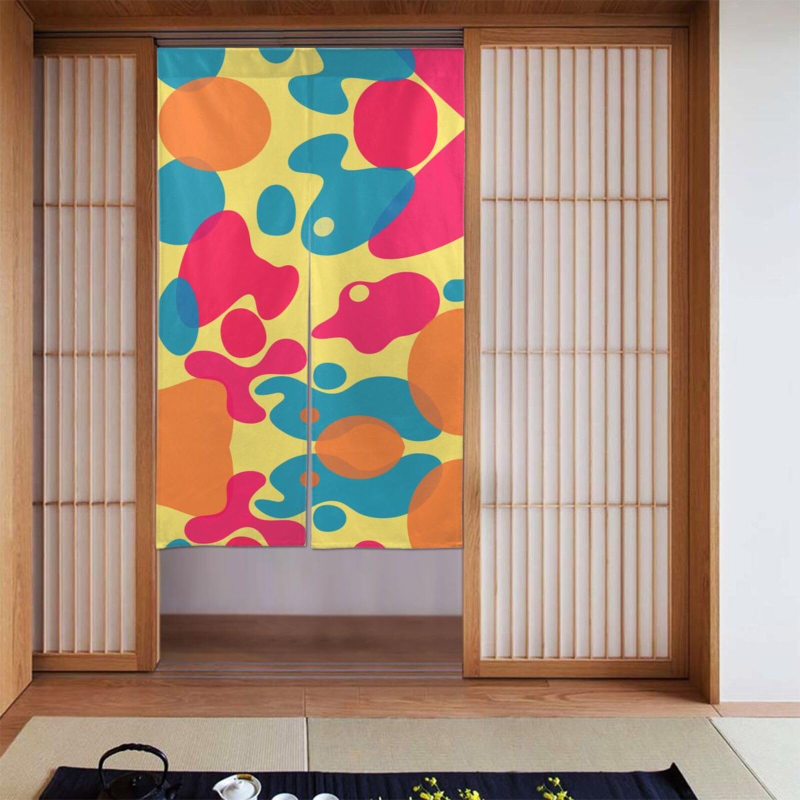 BWPDPXFJ Door Curtain Polyester 86x143cm Rod Pocket 2 Panel Room Divider Light Filtering Abstract