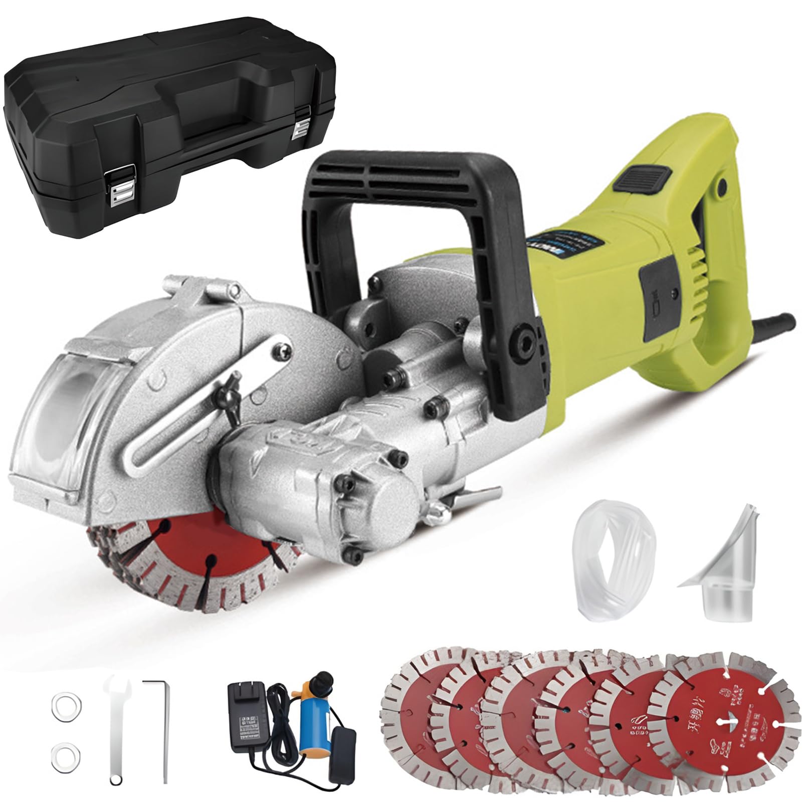 Chaser eléctrico de pared, máquina de corte de 4500 W para ranuras de pared de hormigón, 5 hojas de sierra de disco, 7500 RPM, corta hasta 36 mm de profundidad y 30 mm de ancho, ideal para granito y