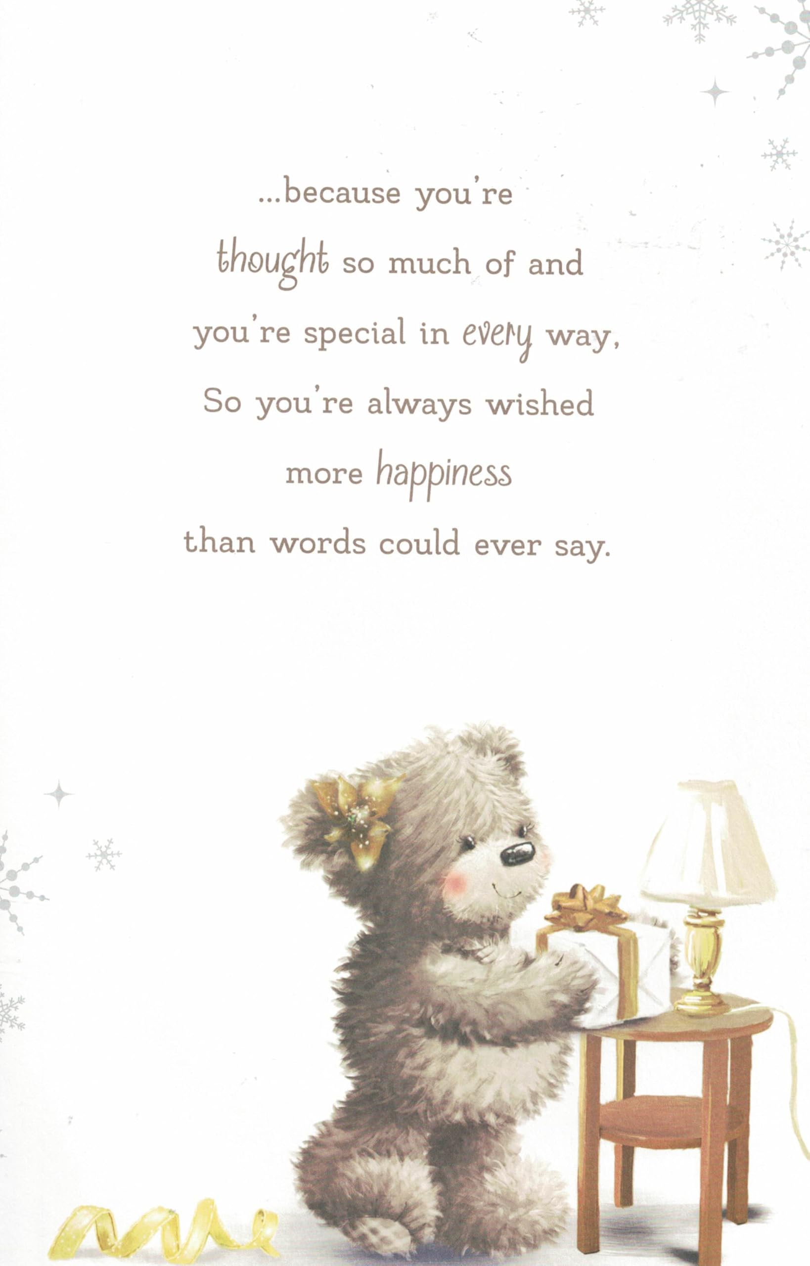 “Large Christmas Card for Special Couple, Cute Teddy Bear Design with 8-Page Insert, Luxury Glitter Embellished Festive Card - Image 4