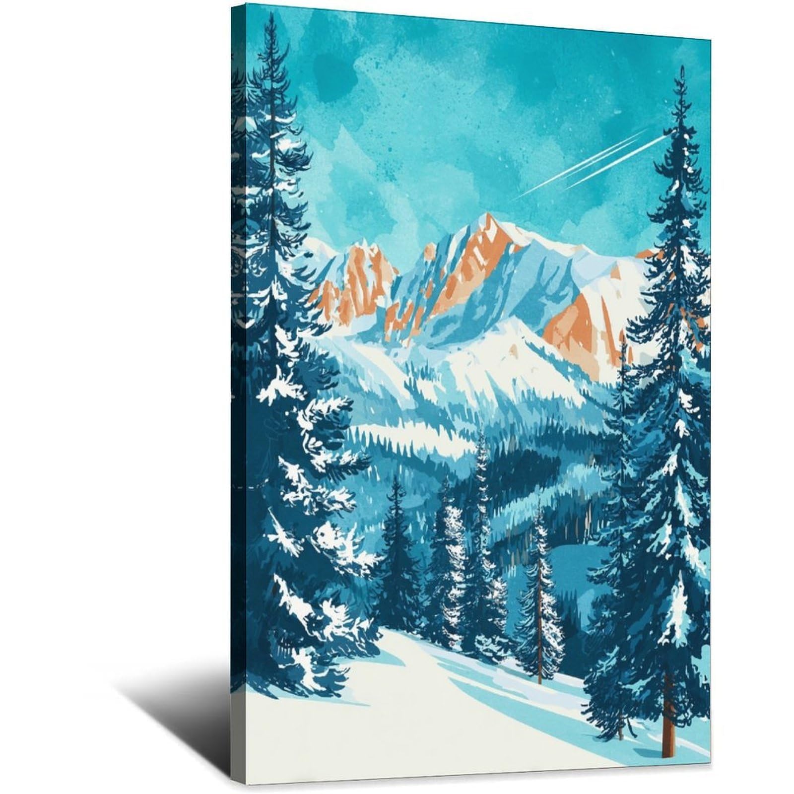 CFXNGA Gstaad Ski Poster 20x30inch(50x75cm) Vintage Watercolor Canvas Art