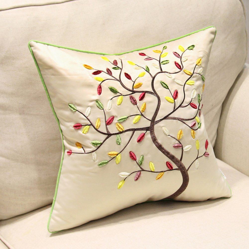 Coussin broderie moderne oreiller lit garnissage coton PP salon chambre 45x45