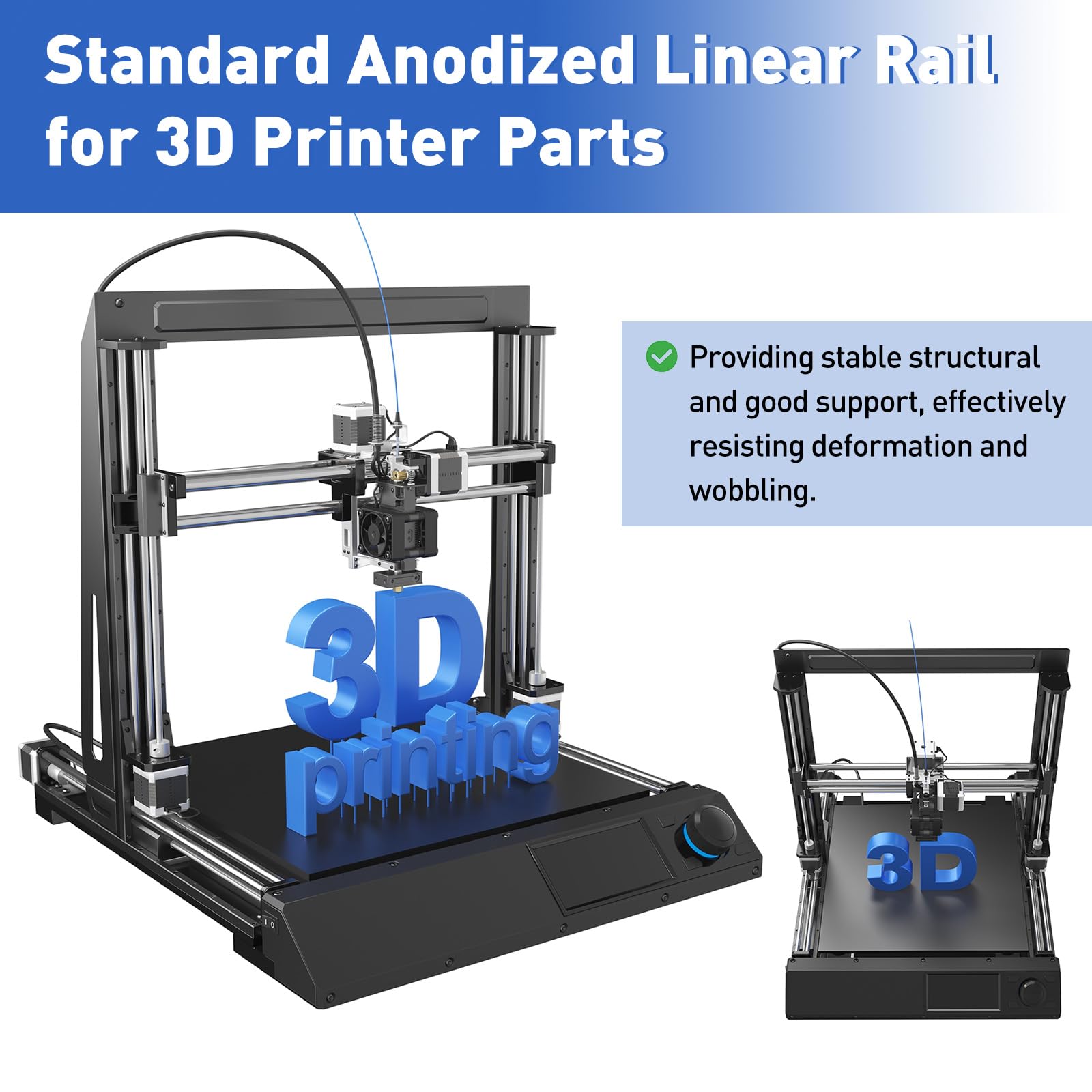 QUARKZMAN Perfil De Aluminio Extruido 2020 Ranura V 450mm, Carril Lineal Anodizado Para Impresora 3D, CNC, Guía Lineal, Negro