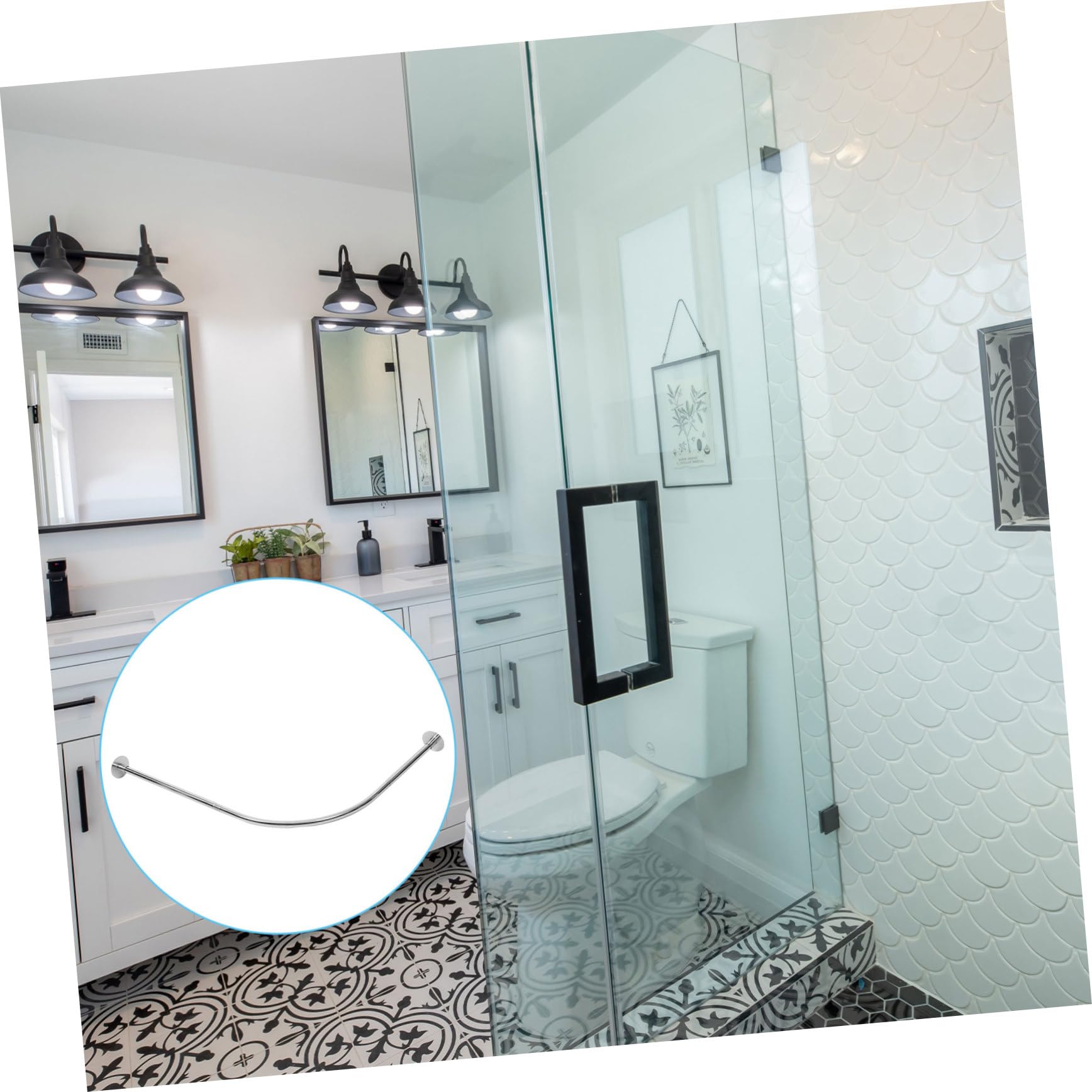Mobestech Varilla Telescópica Curva de Inoxidable Barra de Cortina de Ducha Extensible para Esquina para Baño