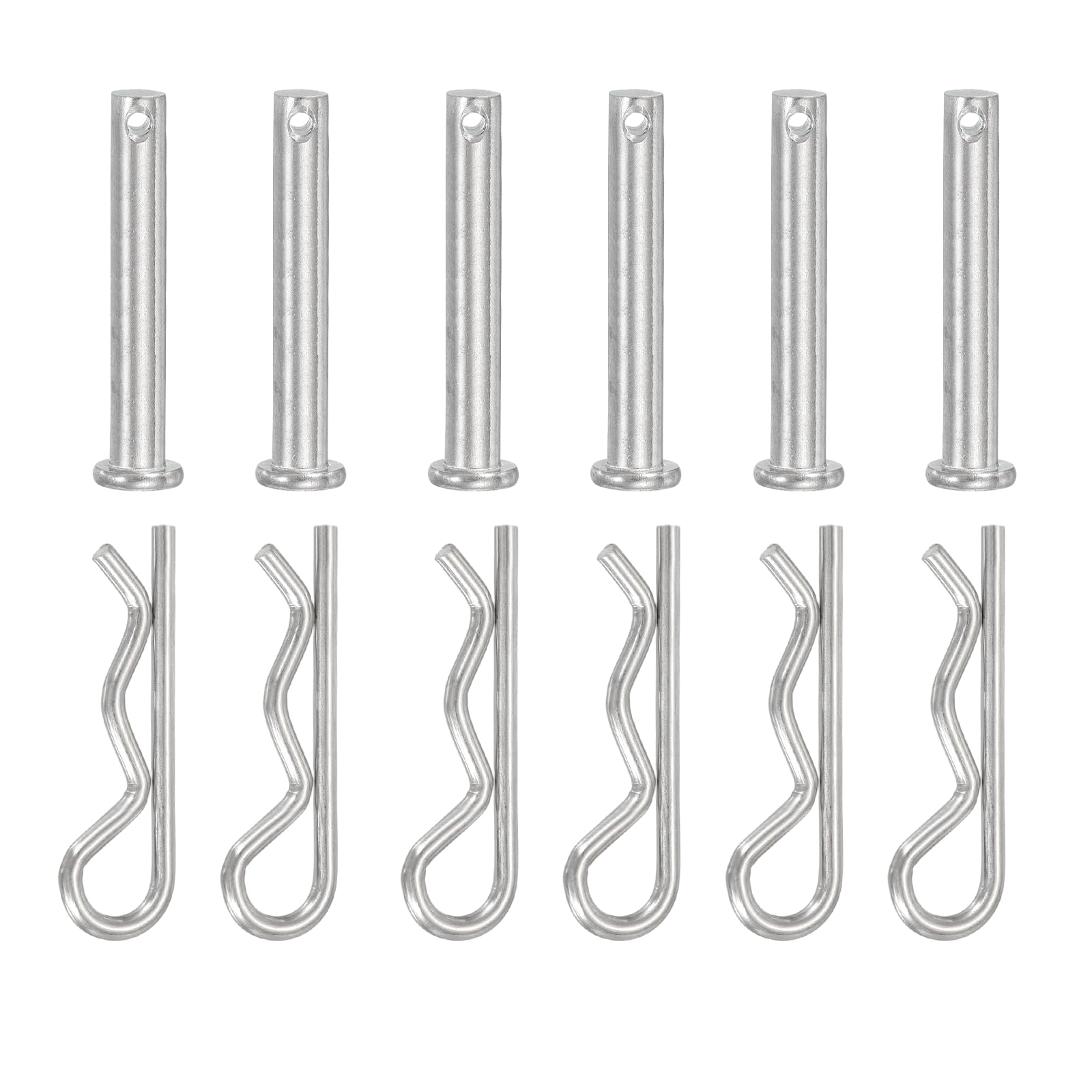YELARXI 6 Pcs M8x45mm Single Hole Clevis Pin with R Shaped Spring Cotter Pin